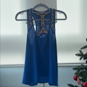 Eyeshadow Vibrant Blue Tank Top with Multicolor Accents